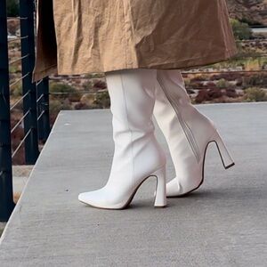 Knee white Heel boots